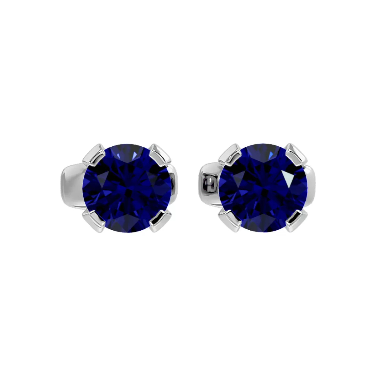 0.60 Carat Sapphire Stud Earrings In 14 Karat White Gold Filled