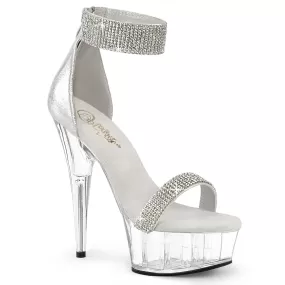 6 Inch Heel DELIGHT-641 Silver Shimmery Fabric