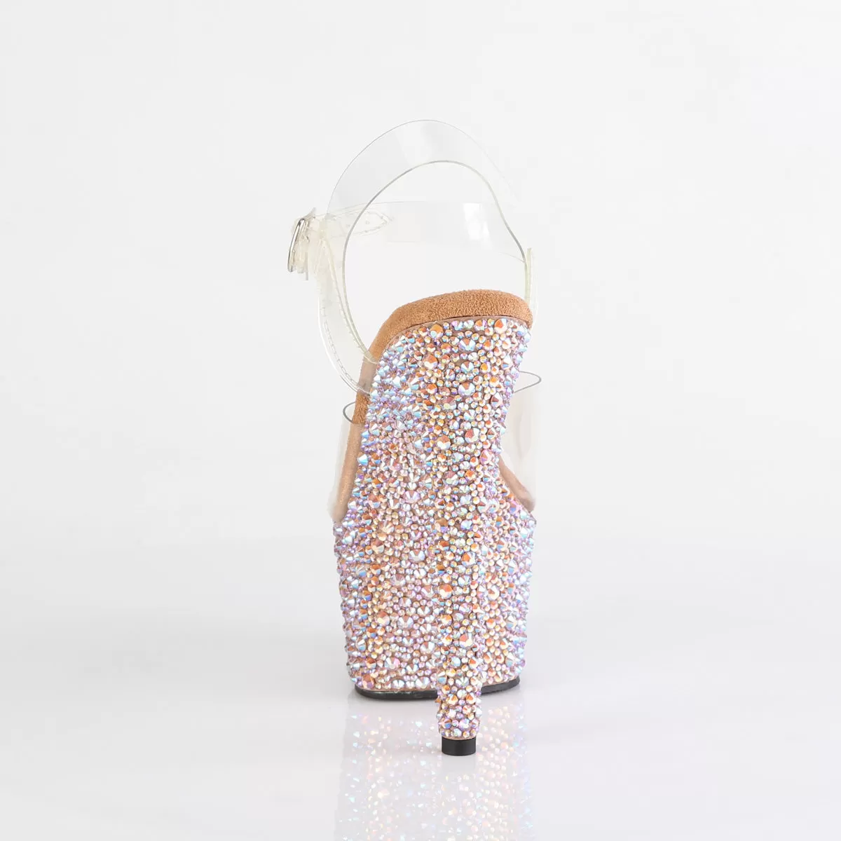 7 Inch Heel BEJEWELED-708MS Clear Rose Gold Rhinestone