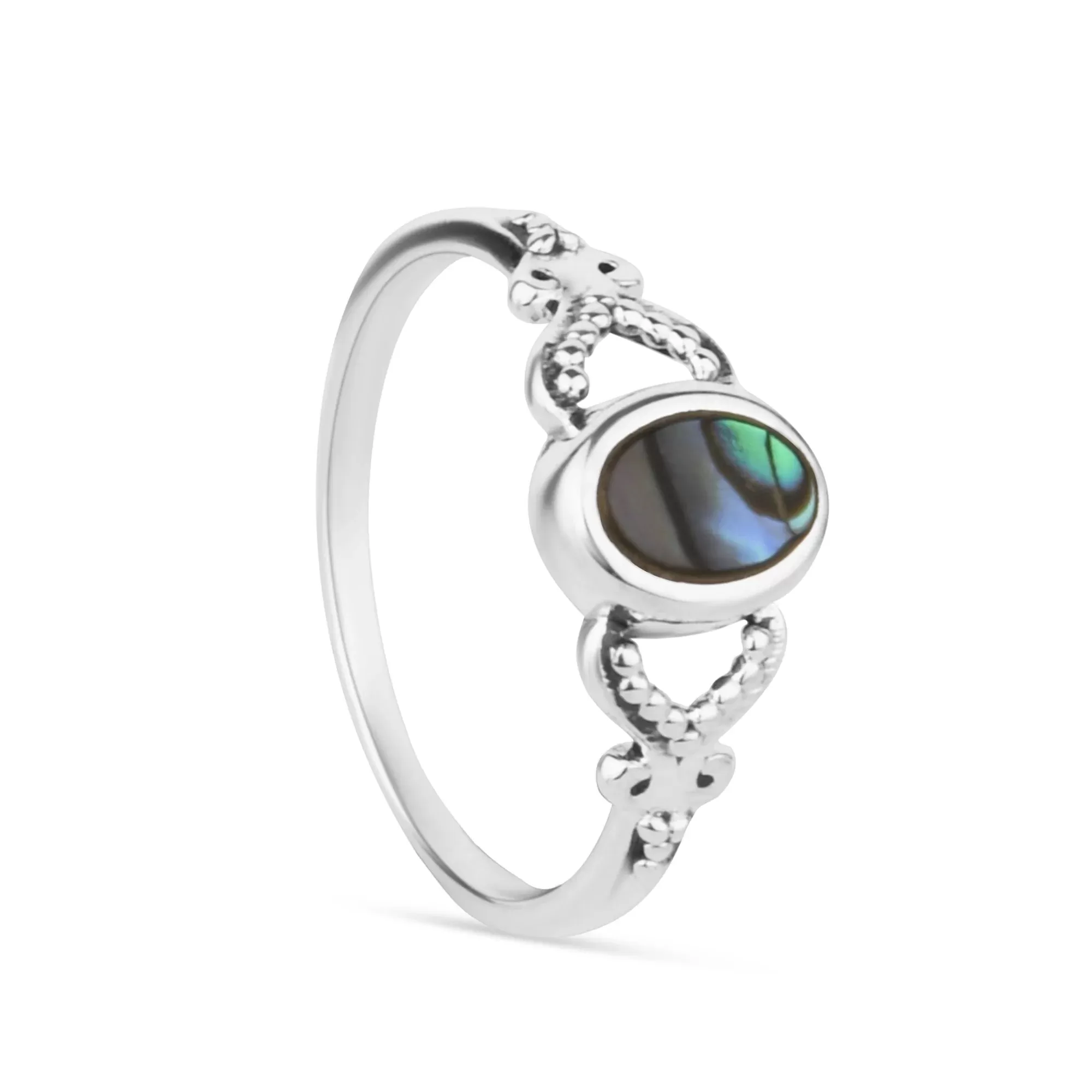 925 Pure Sterling Silver Abalone Oxidised Ring Silver For Women-Medium