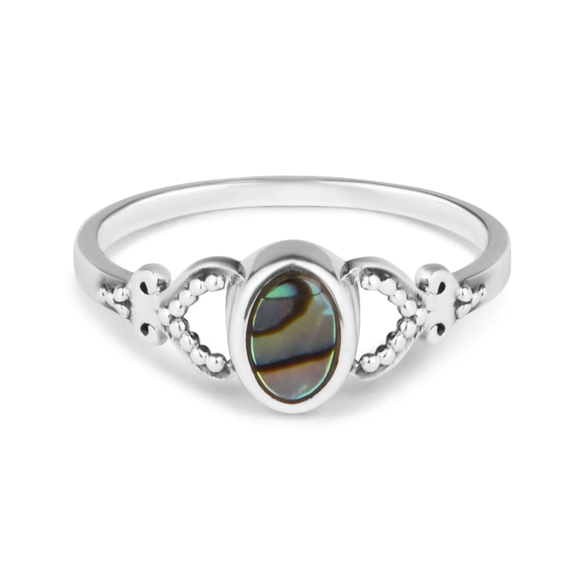 925 Pure Sterling Silver Abalone Oxidised Ring Silver For Women-Medium