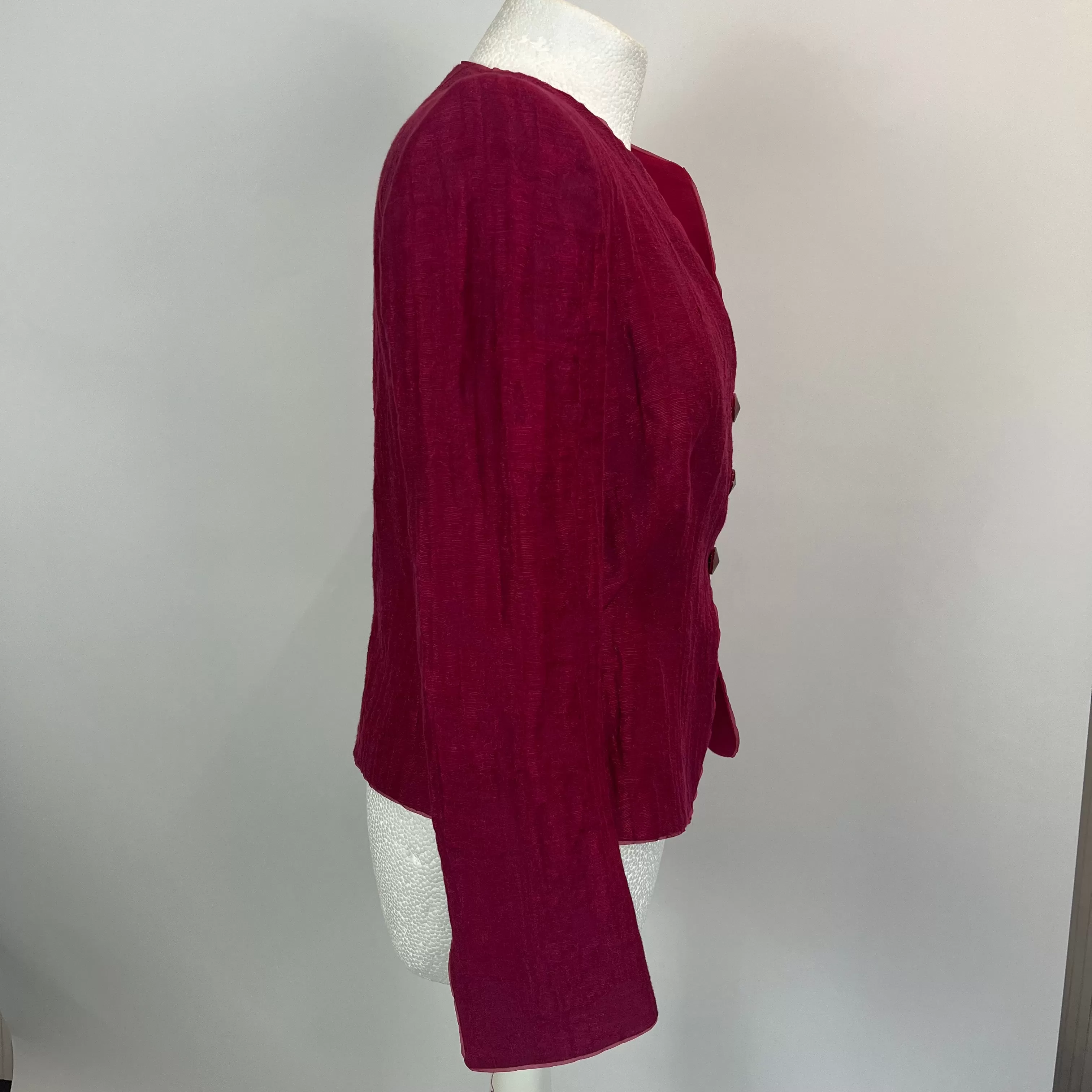 Armani Collezioni Fuchsia Textured Linen Mix Jacket M