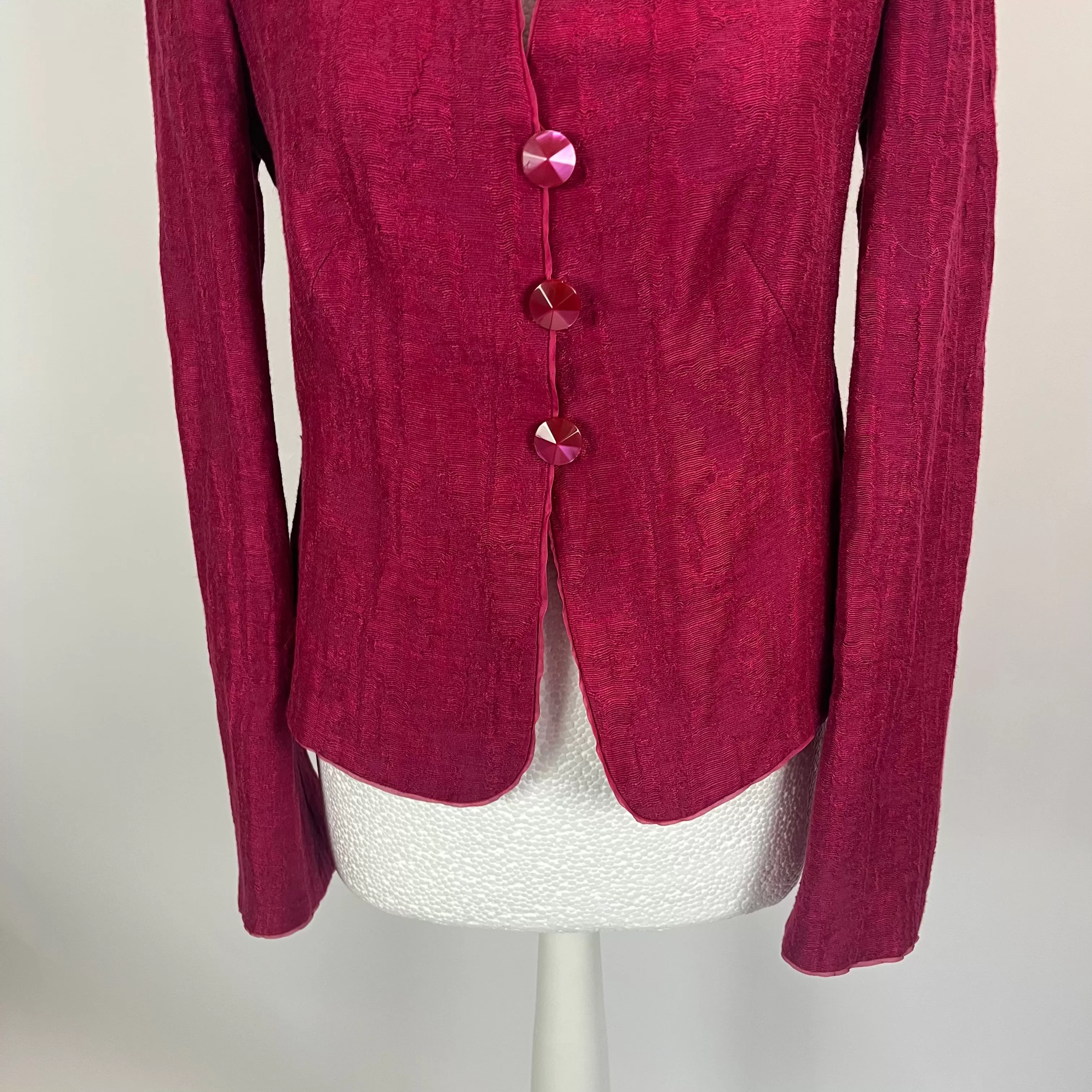 Armani Collezioni Fuchsia Textured Linen Mix Jacket M