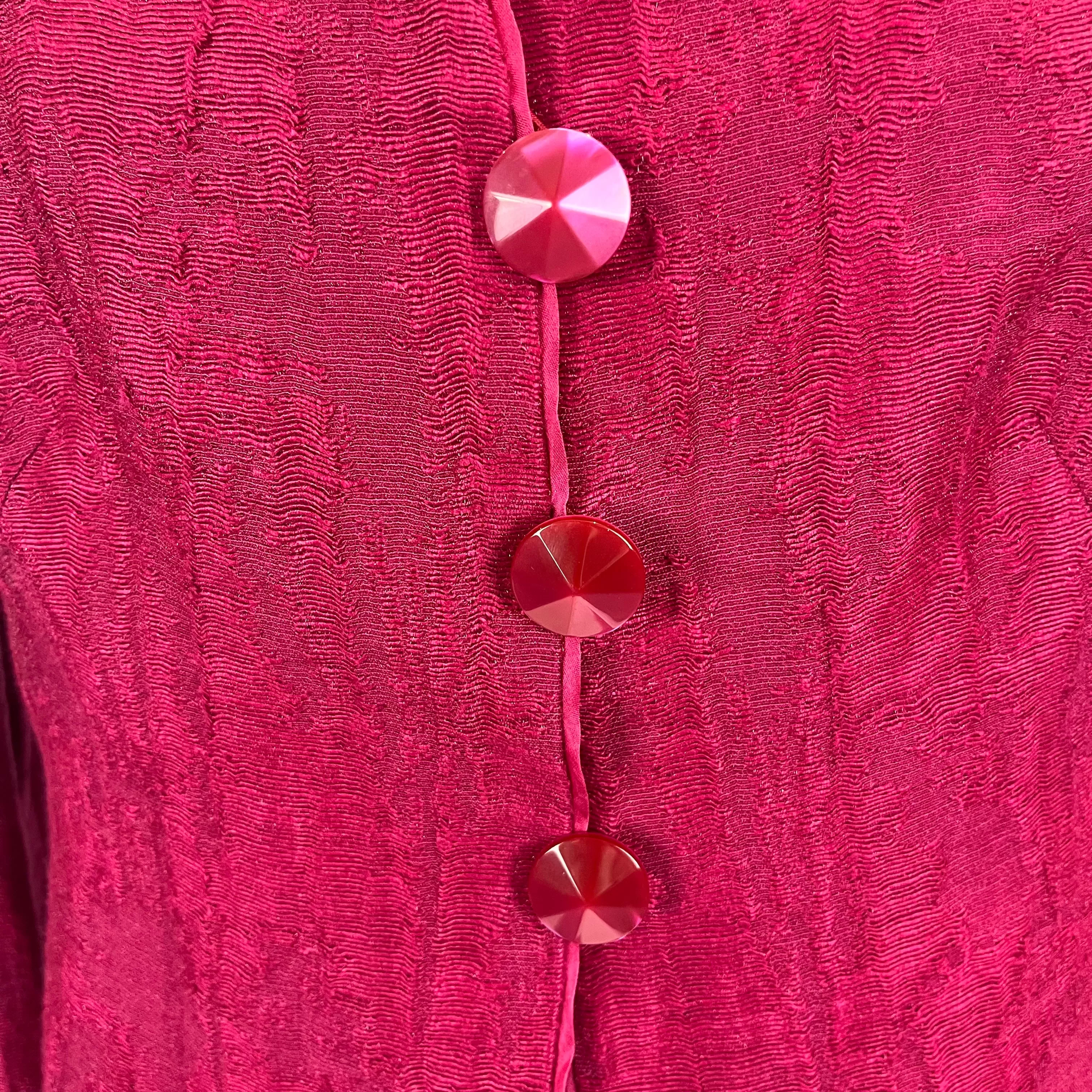 Armani Collezioni Fuchsia Textured Linen Mix Jacket M