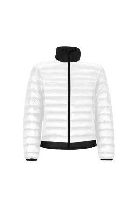 Black Accented White Stand Collar Padded Jacket