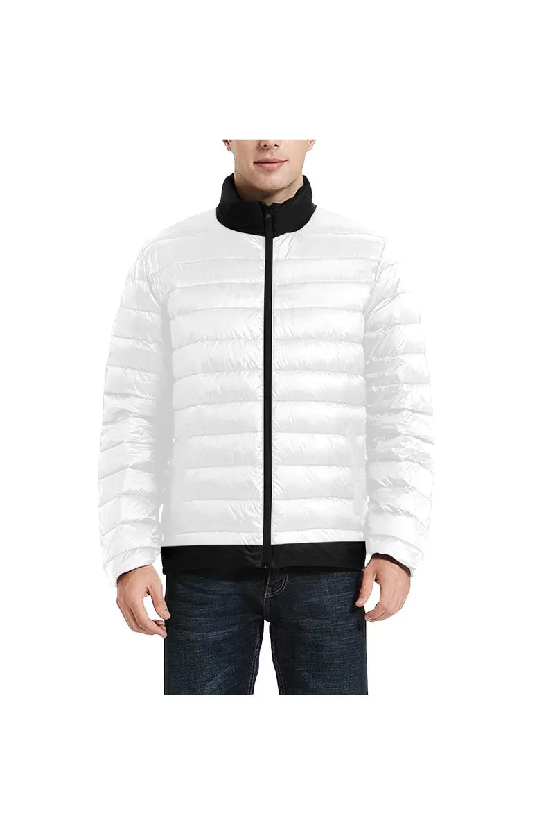 Black Accented White Stand Collar Padded Jacket