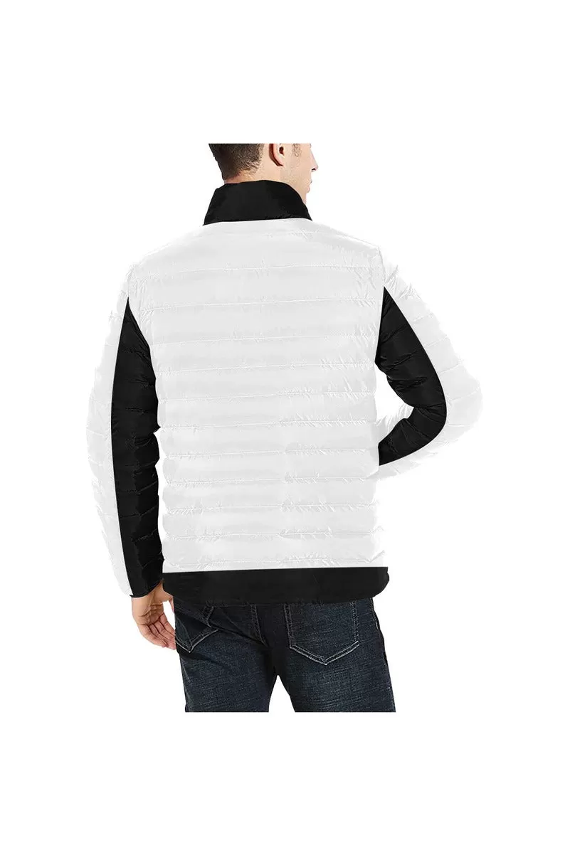 Black Accented White Stand Collar Padded Jacket