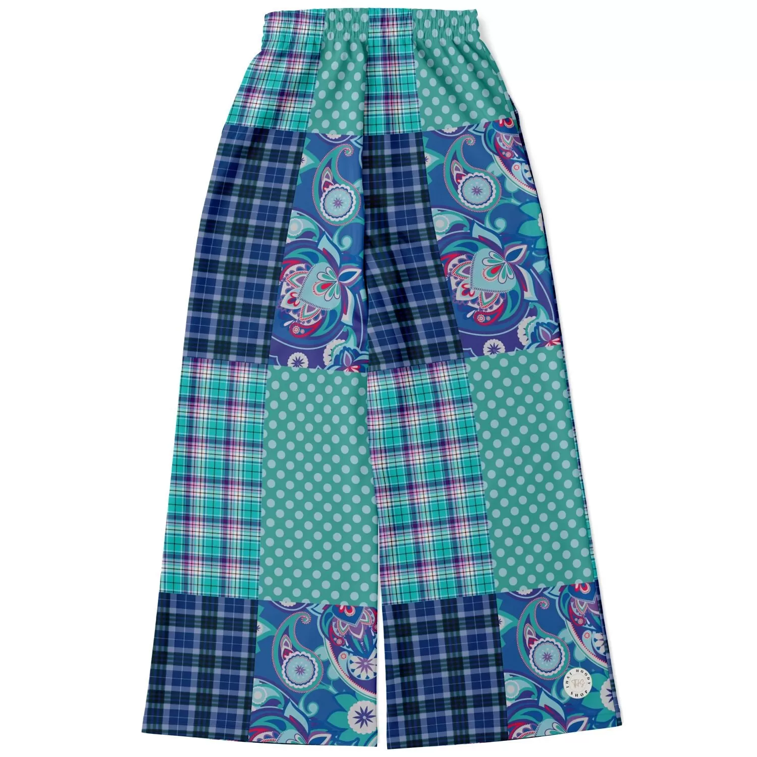 Cerulean Patchwork Plaid SW Stretchy Phat Bellbottoms