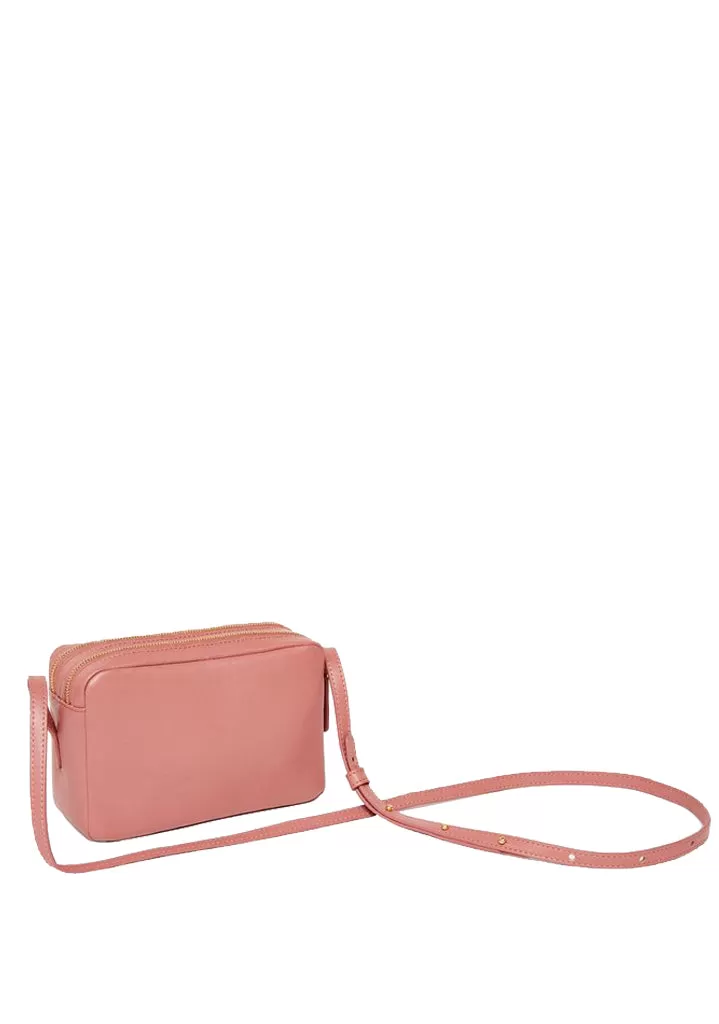 Double Zip Crossbody Lamb, Blush