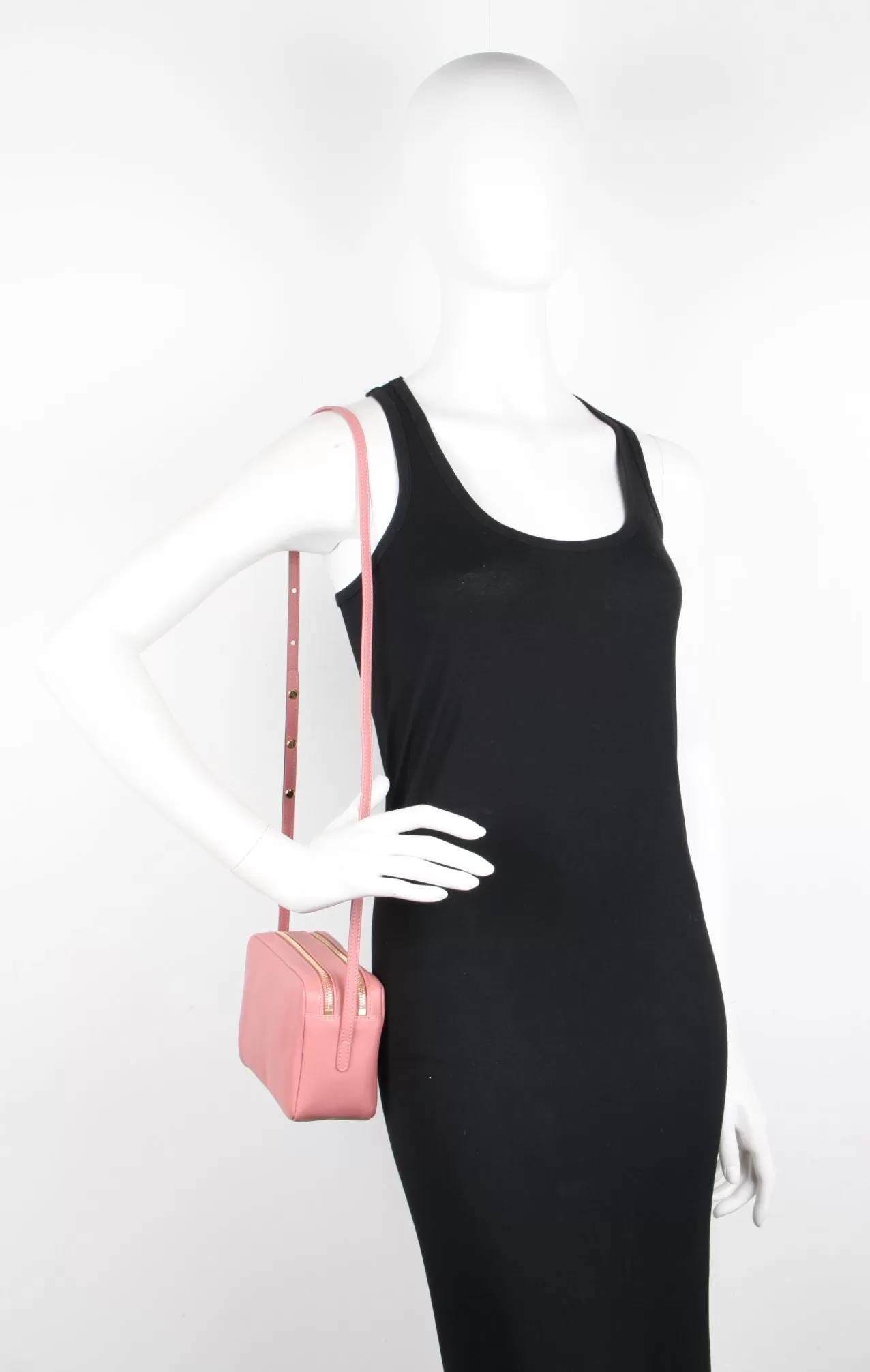 Double Zip Crossbody Lamb, Blush