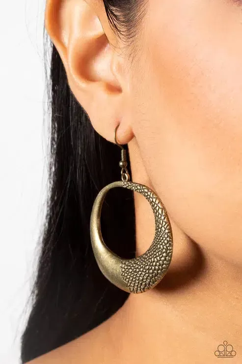 Downtown Jungle Brass Earrings - Paparazzi Accessories