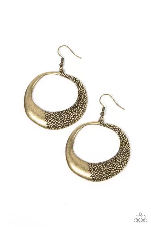 Downtown Jungle Brass Earrings - Paparazzi Accessories