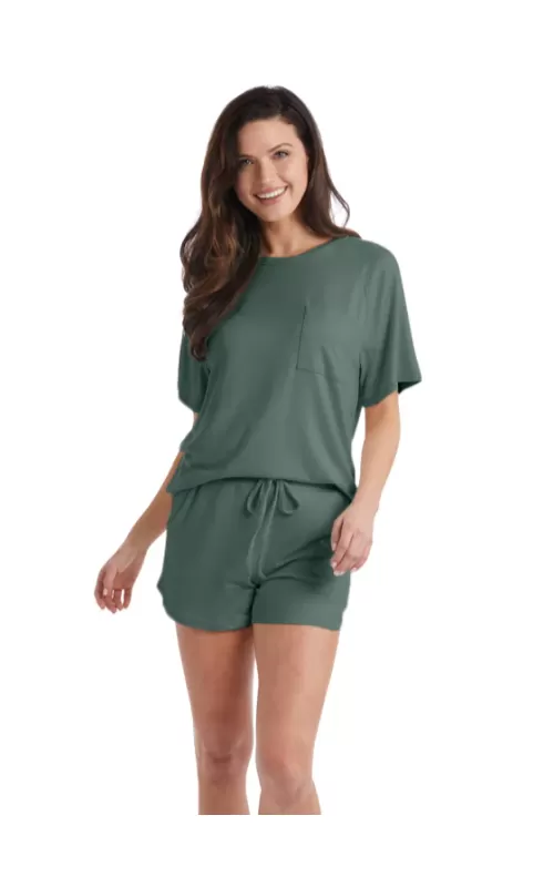 Dream Slouchy Top with Shorts Lounge Set - Dusty Green