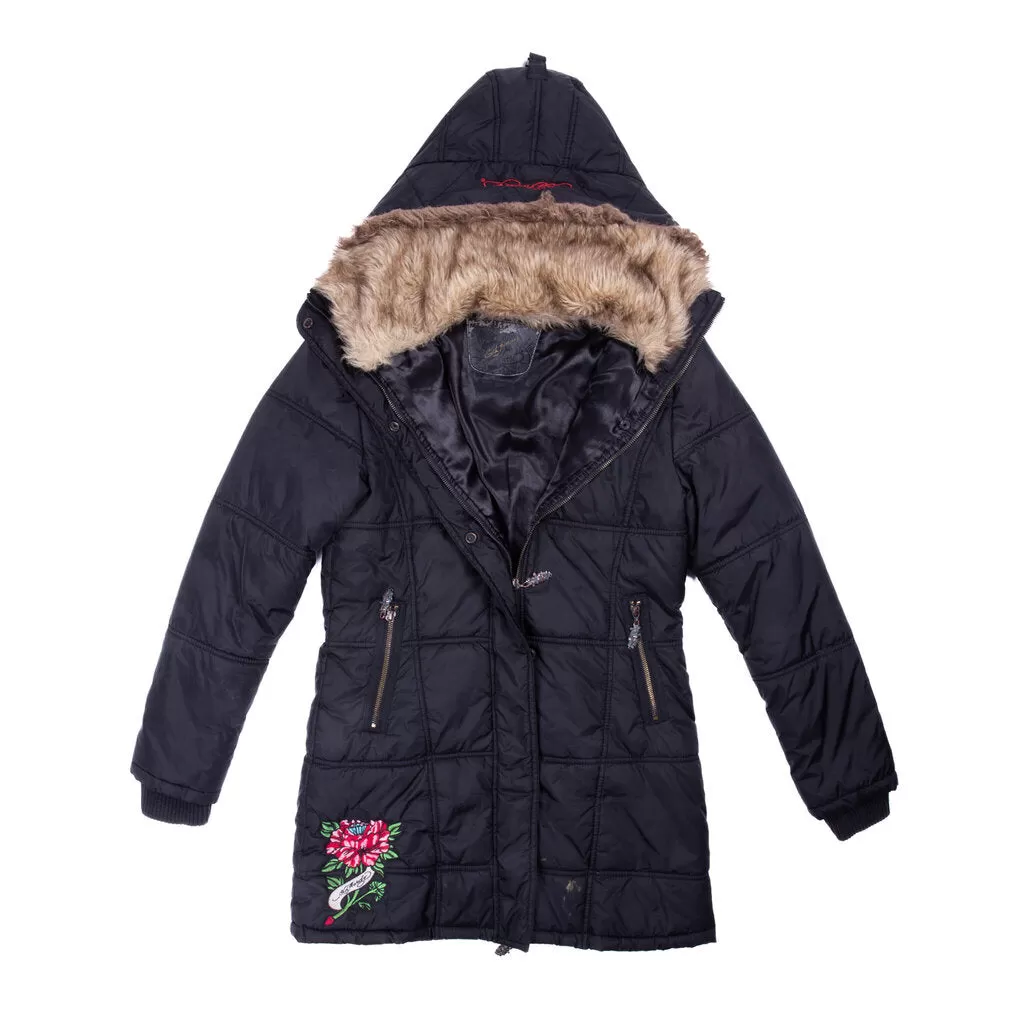 Ed Hardy Long Faux Fur Jacket