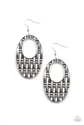 Engraved Edge Silver Earrings - Paparazzi Accessories