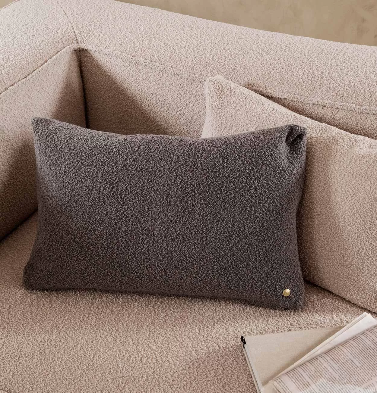 ferm LIVING Clean Cushion in Grey Wool Boucle