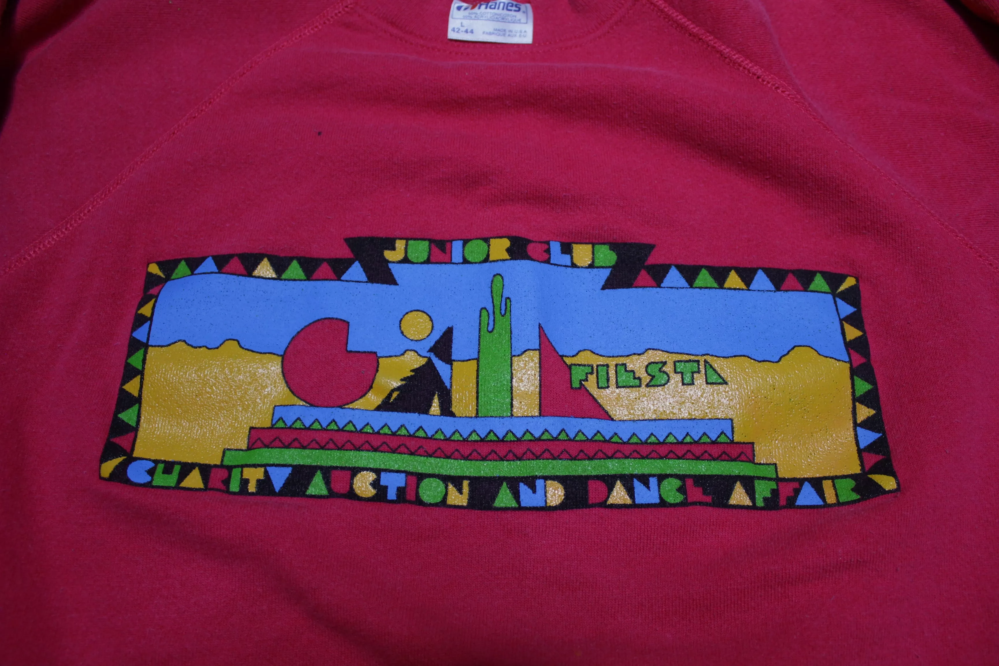 Fiesta Junior Club Charity Auction and Dance Affair Vintage 80's Hanes Crewneck Sweatshirt