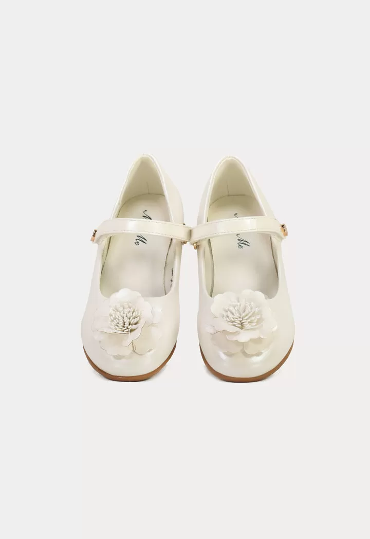 Flower Velcro Pu Leather Flat Shoes