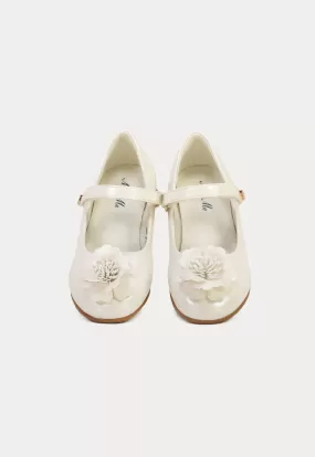 Flower Velcro Pu Leather Flat Shoes