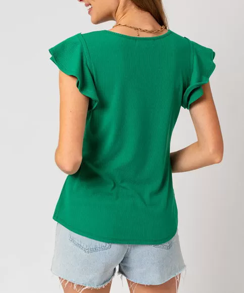 Flowy Sleeve Top - Kelly Green