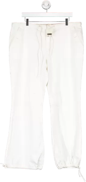 Free People Cream Cotton Tomboy Trousers UK XL