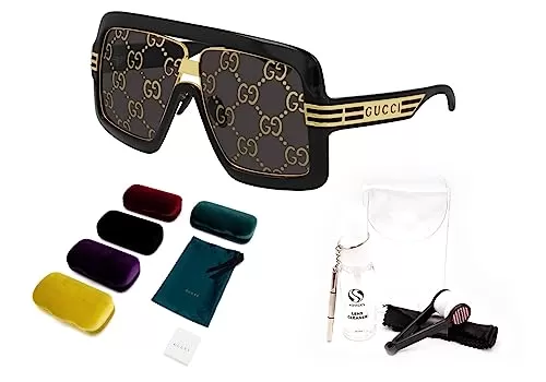 Gucci GG0900S Flat Top Mask Logo Lenses Sunglasses   Bundle with eSHADES Luxury Eyewear Kit