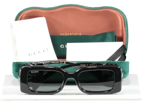 Gucci Gg1325s Black Slim Frame Open Gg Logo Sunglasses in case