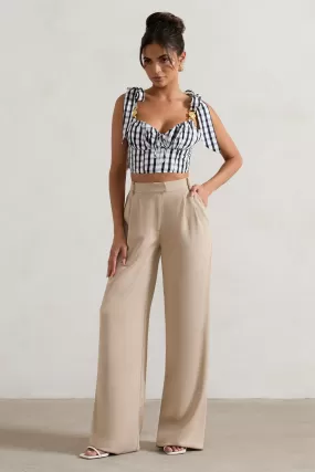 Hastings | Stone High-Waist Wide-Leg Trousers