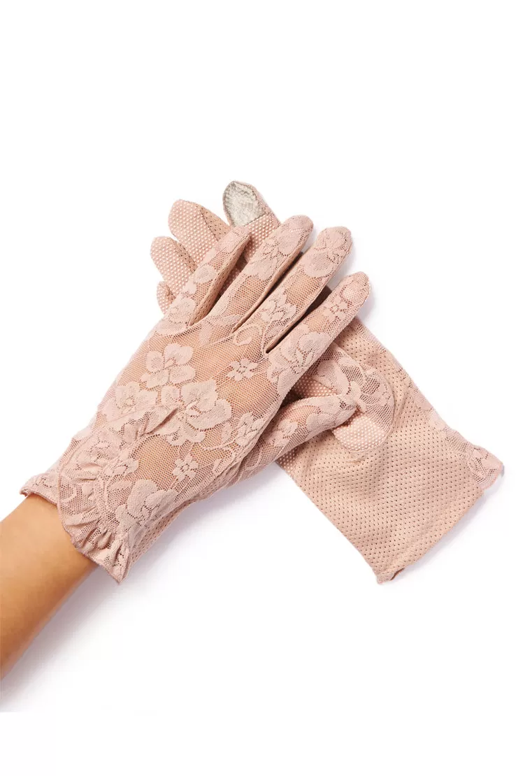 Lacey Floral Overlay Lace Gloves