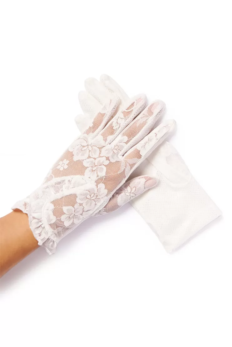 Lacey Floral Overlay Lace Gloves