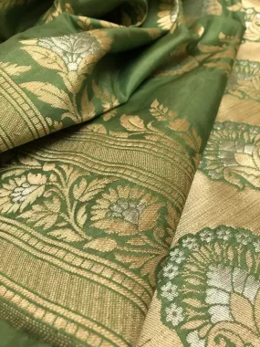 Light green Color Katan Jangla Banarasi Saree with Meenakari Work