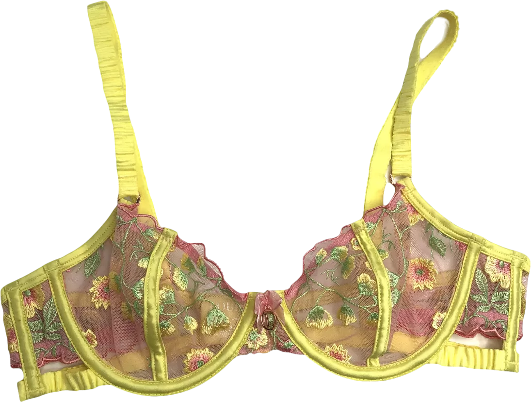 Lounge Underwear Yellow Cassia Intimates Set - Bra And Suspender Belt Only (uk S) UK 32B