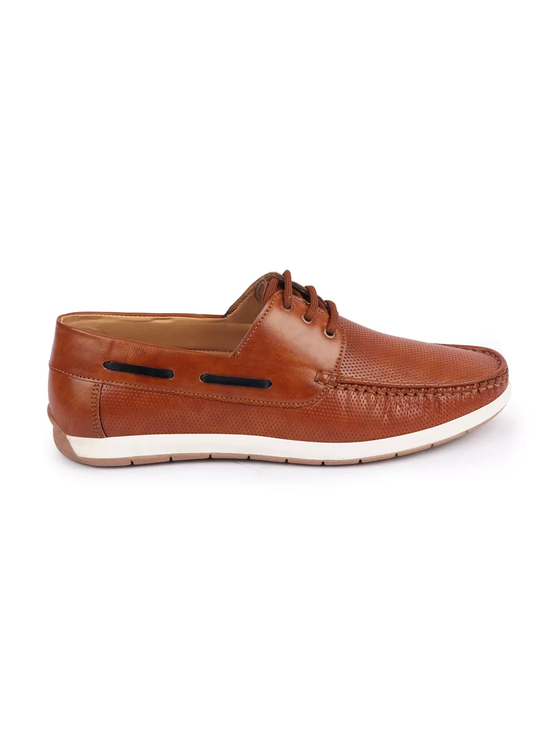 Men Tan Casual Lace-Up Boat Shoes