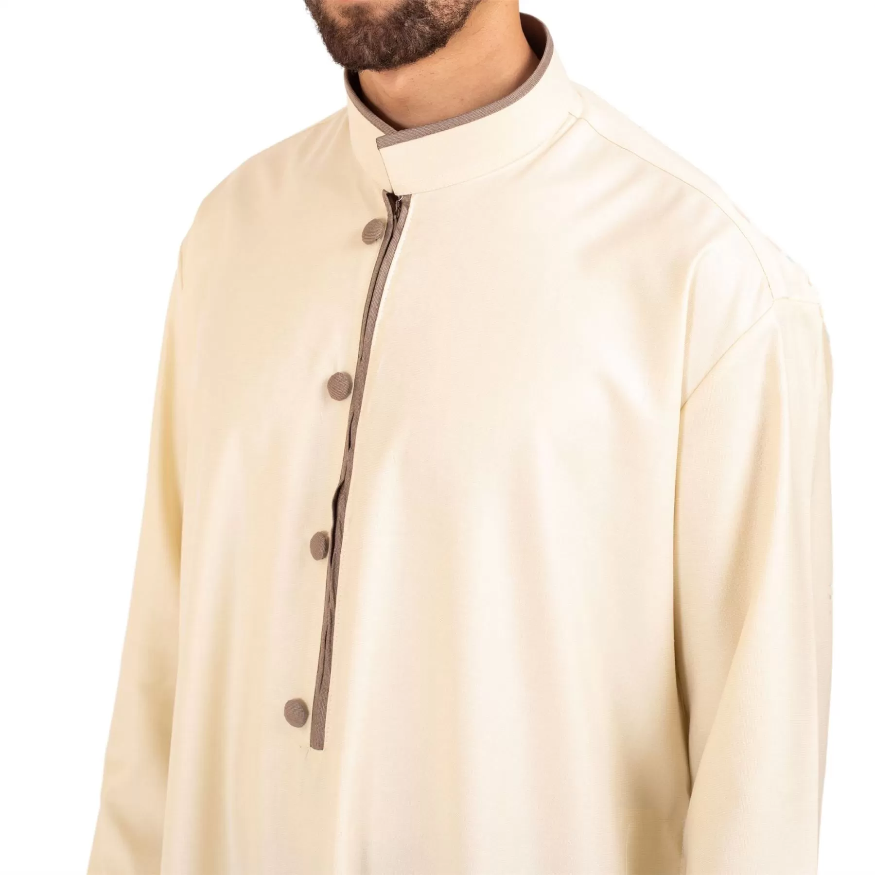 Men's Thobe Jubba Islamic Clothing Muslim Kaftan Emirati Omani Stand Collar