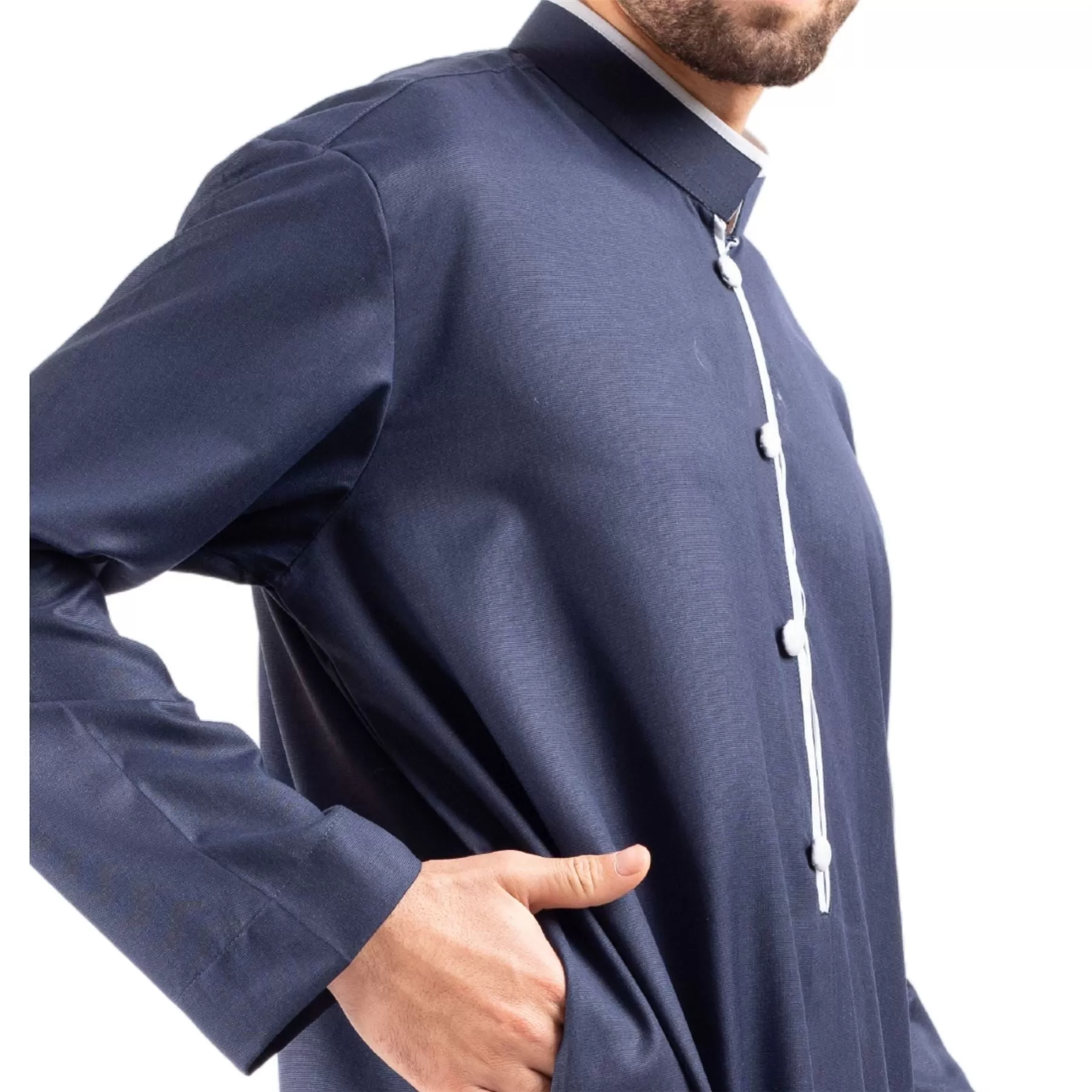 Men's Thobe Jubba Islamic Clothing Muslim Kaftan Emirati Omani Stand Collar