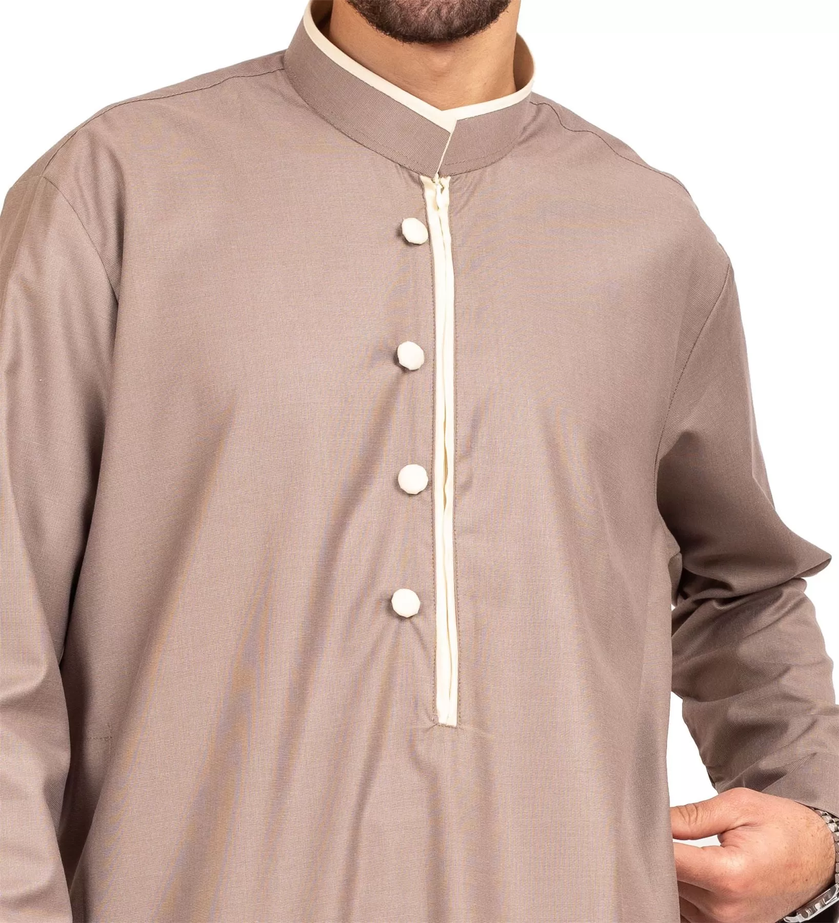 Men's Thobe Jubba Islamic Clothing Muslim Kaftan Emirati Omani Stand Collar