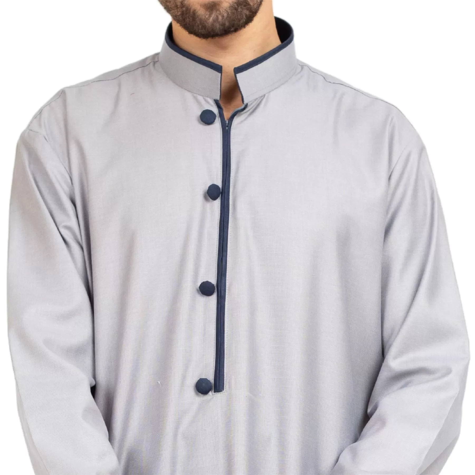 Men's Thobe Jubba Islamic Clothing Muslim Kaftan Emirati Omani Stand Collar