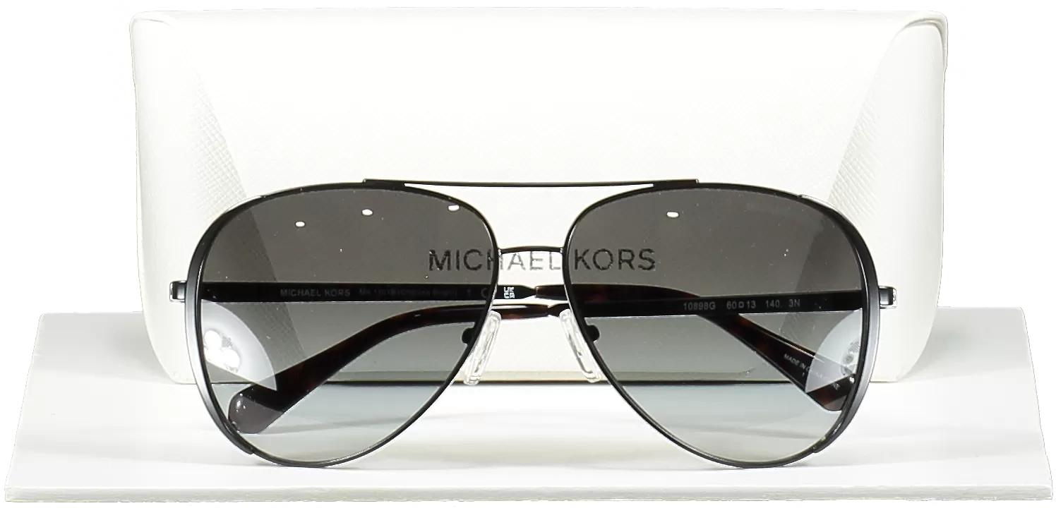 Michael Kors Black Crystal Embellished Aviator Sunglasses in case