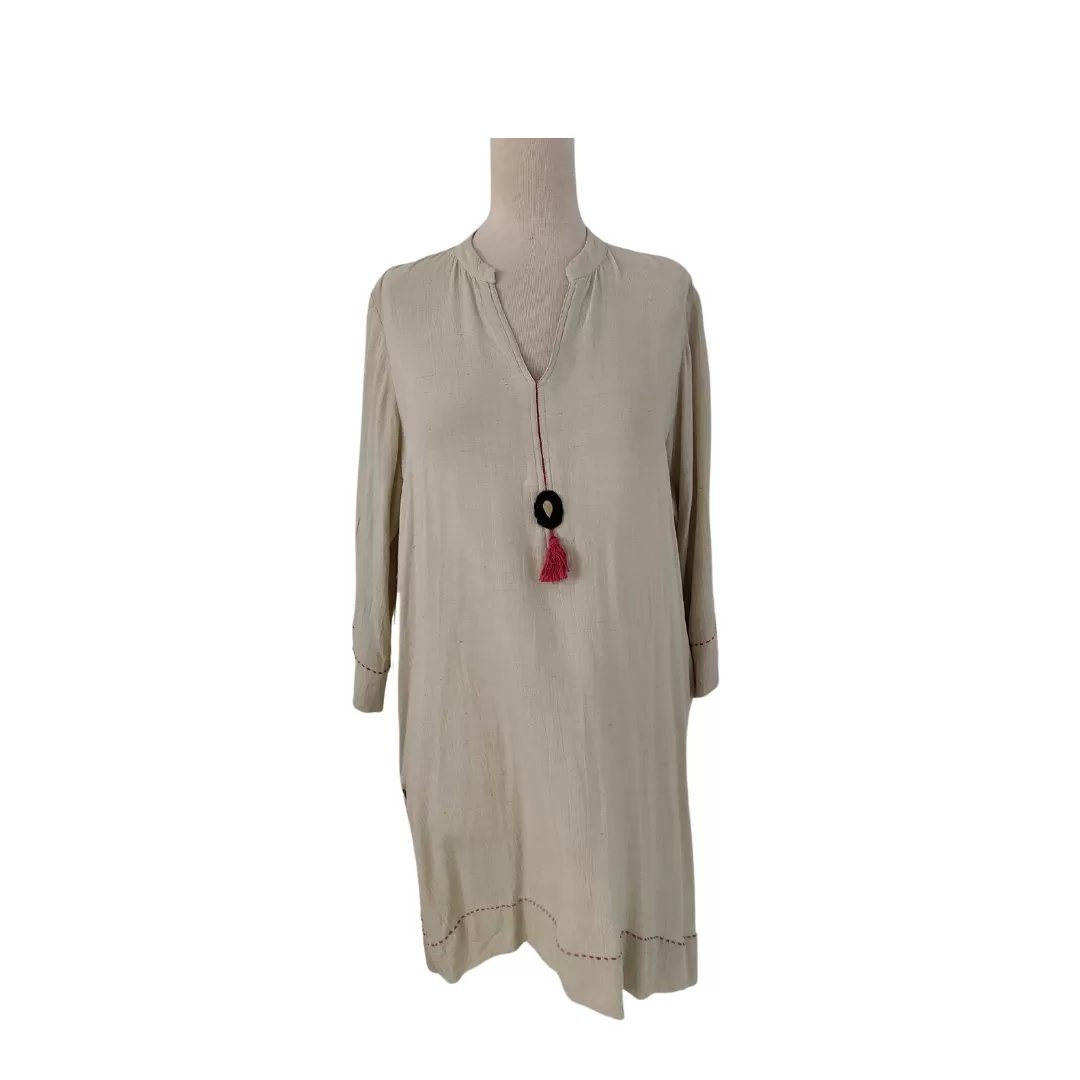 Miraka Light Green with Pink Tassel Kurta | Like New |