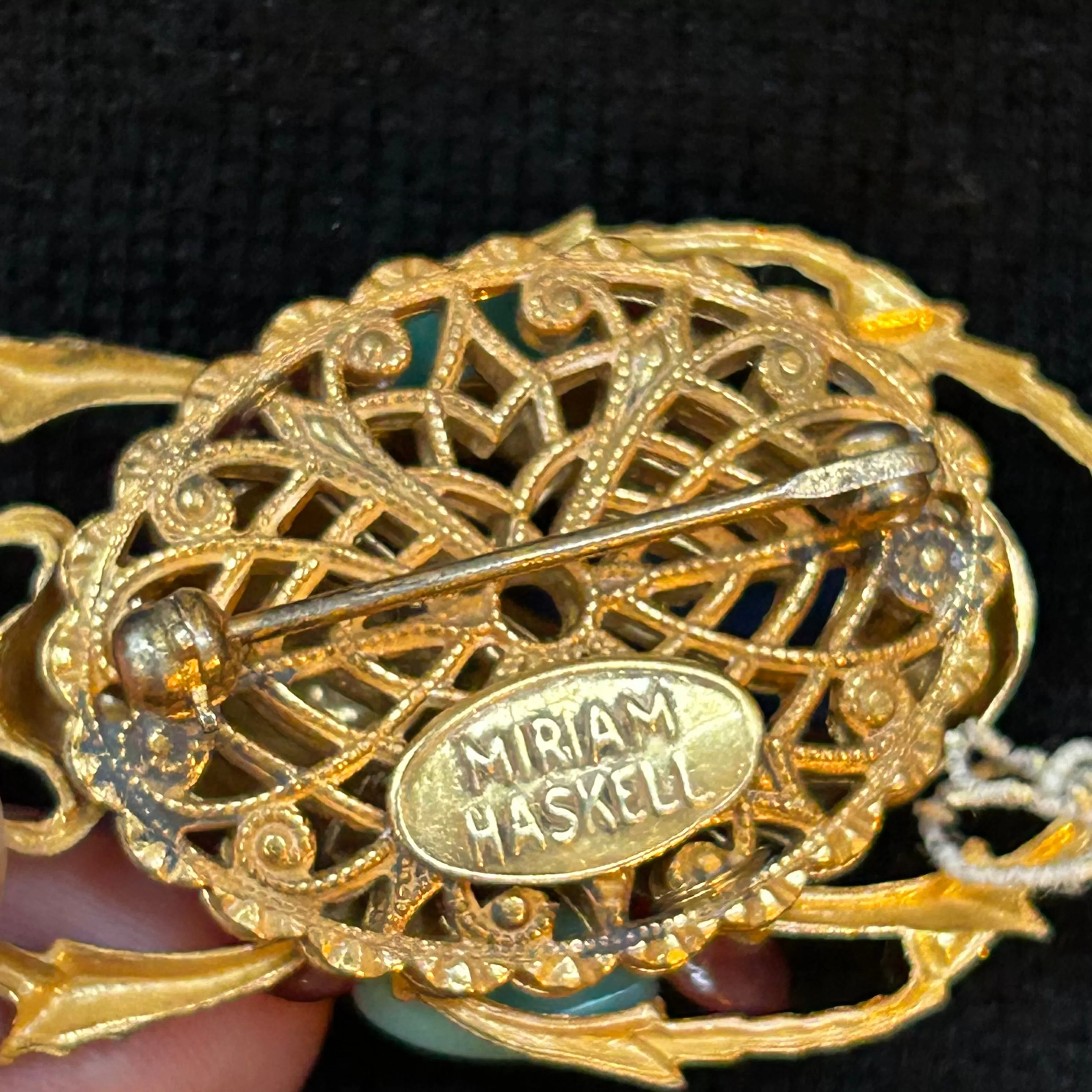 Miriam Haskell Vintage Scarab Beetle Egyptian Revival Brooch