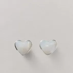 MOP Voluptuous Heart Earring Small, Silver