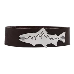 Mountain Trout Leather Cuff Bracelet