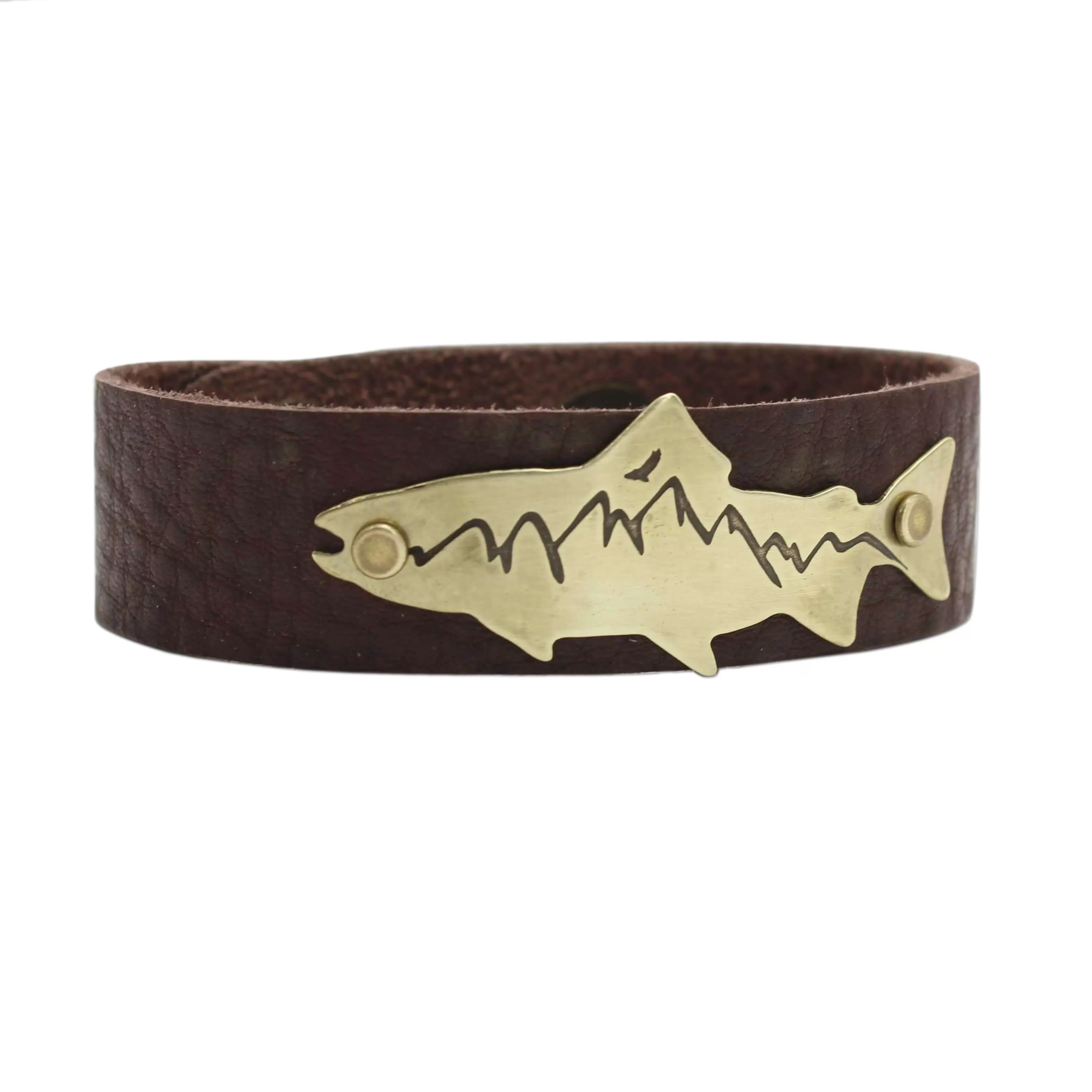 Mountain Trout Leather Cuff Bracelet