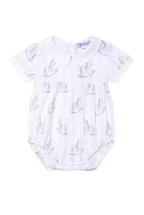 Nella Pima - Smocked Bubble - Blue Rocking Horse