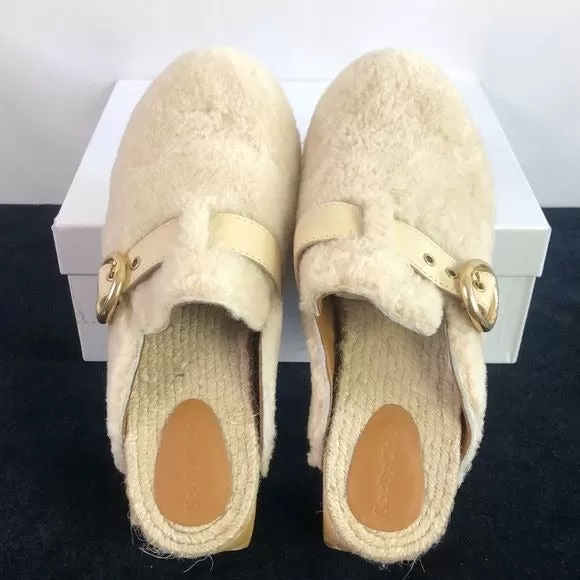 New in Box See by Chloe Cream Shearling Clogs