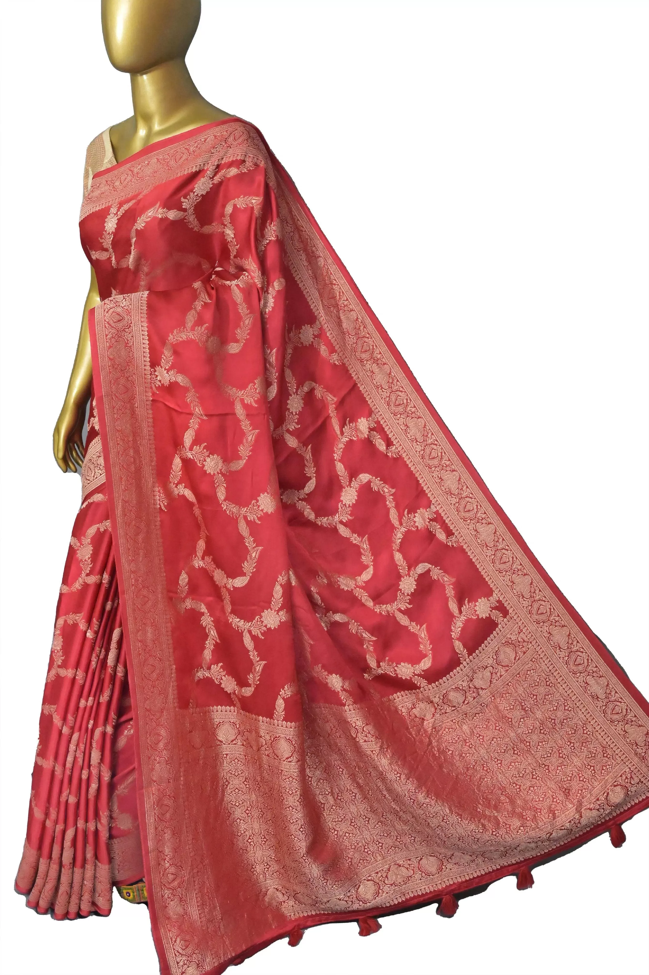 Red Color Satin Silk Banarasi Saree