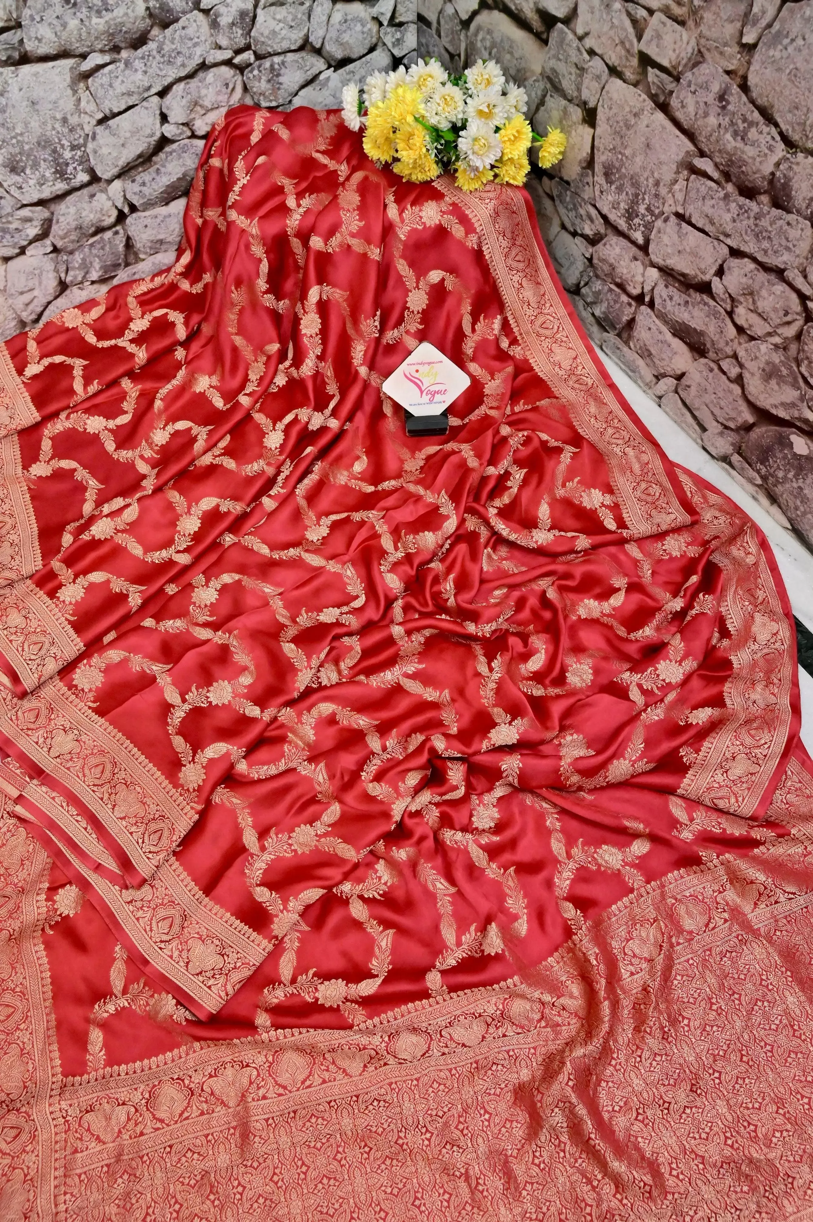 Red Color Satin Silk Banarasi Saree