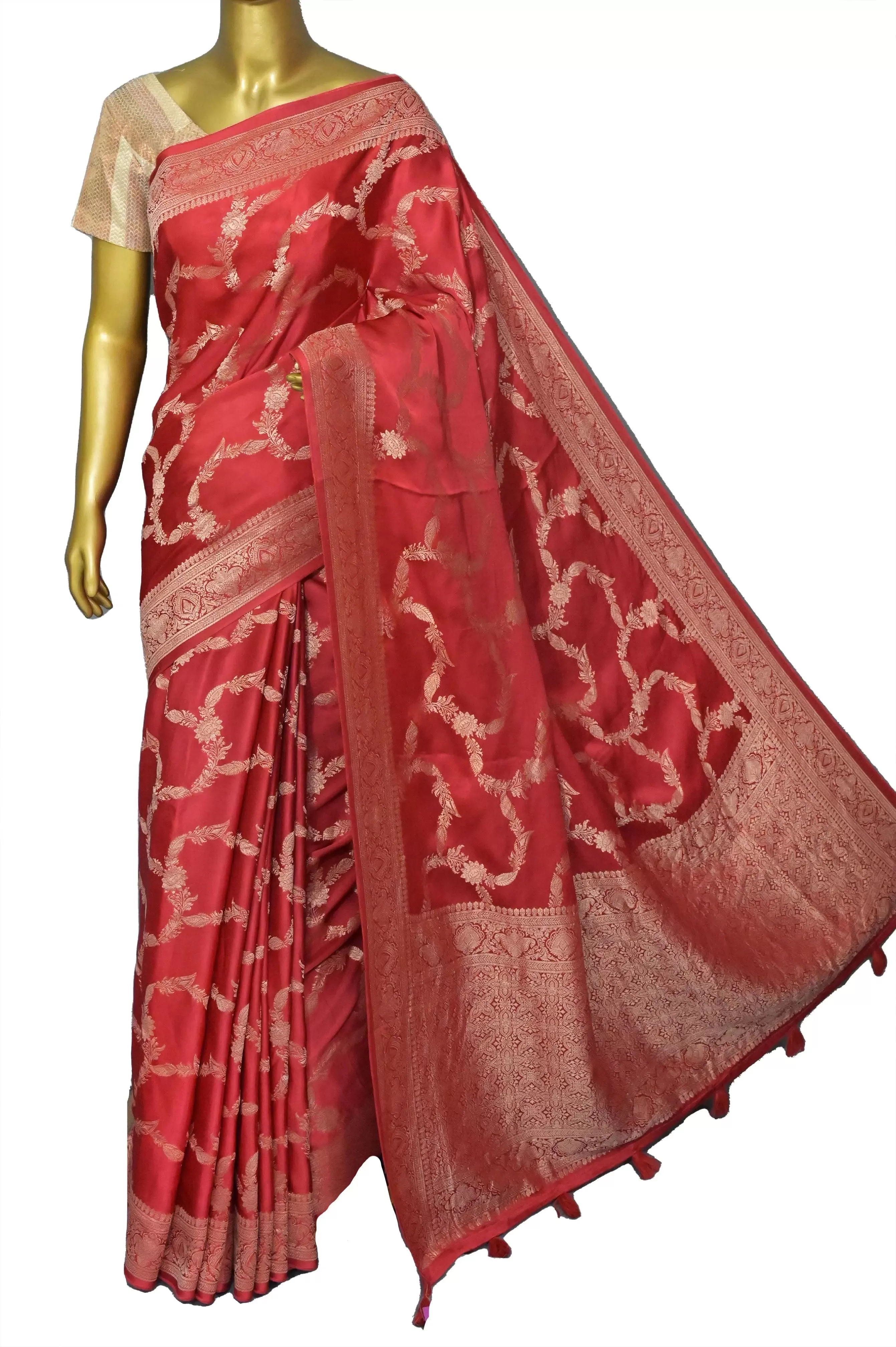 Red Color Satin Silk Banarasi Saree