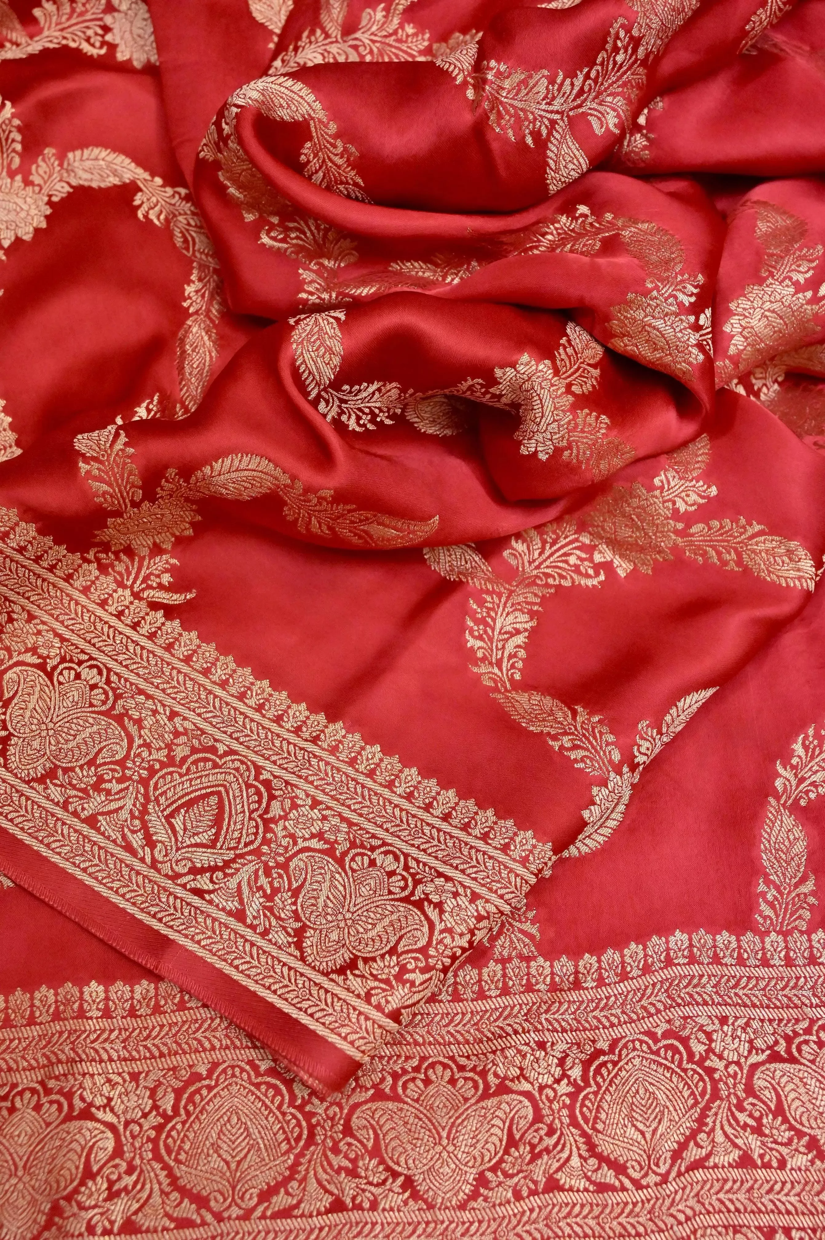 Red Color Satin Silk Banarasi Saree