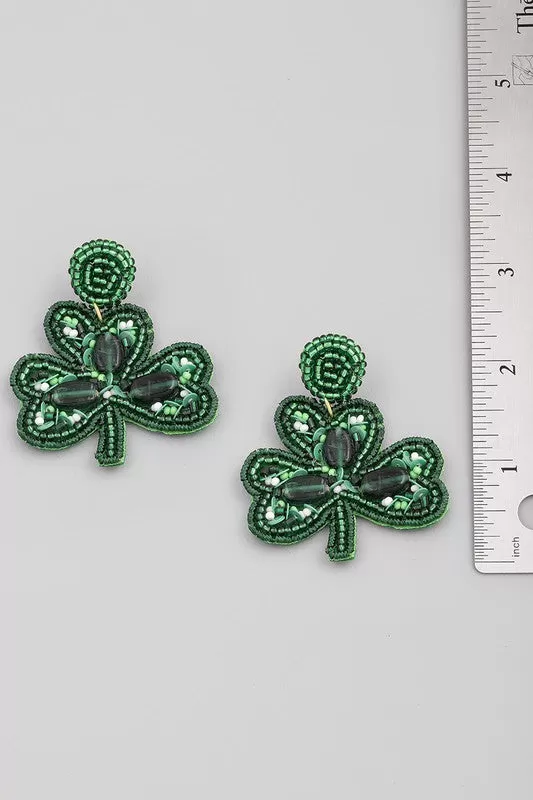 Shamrock Beaded Drop Earrings